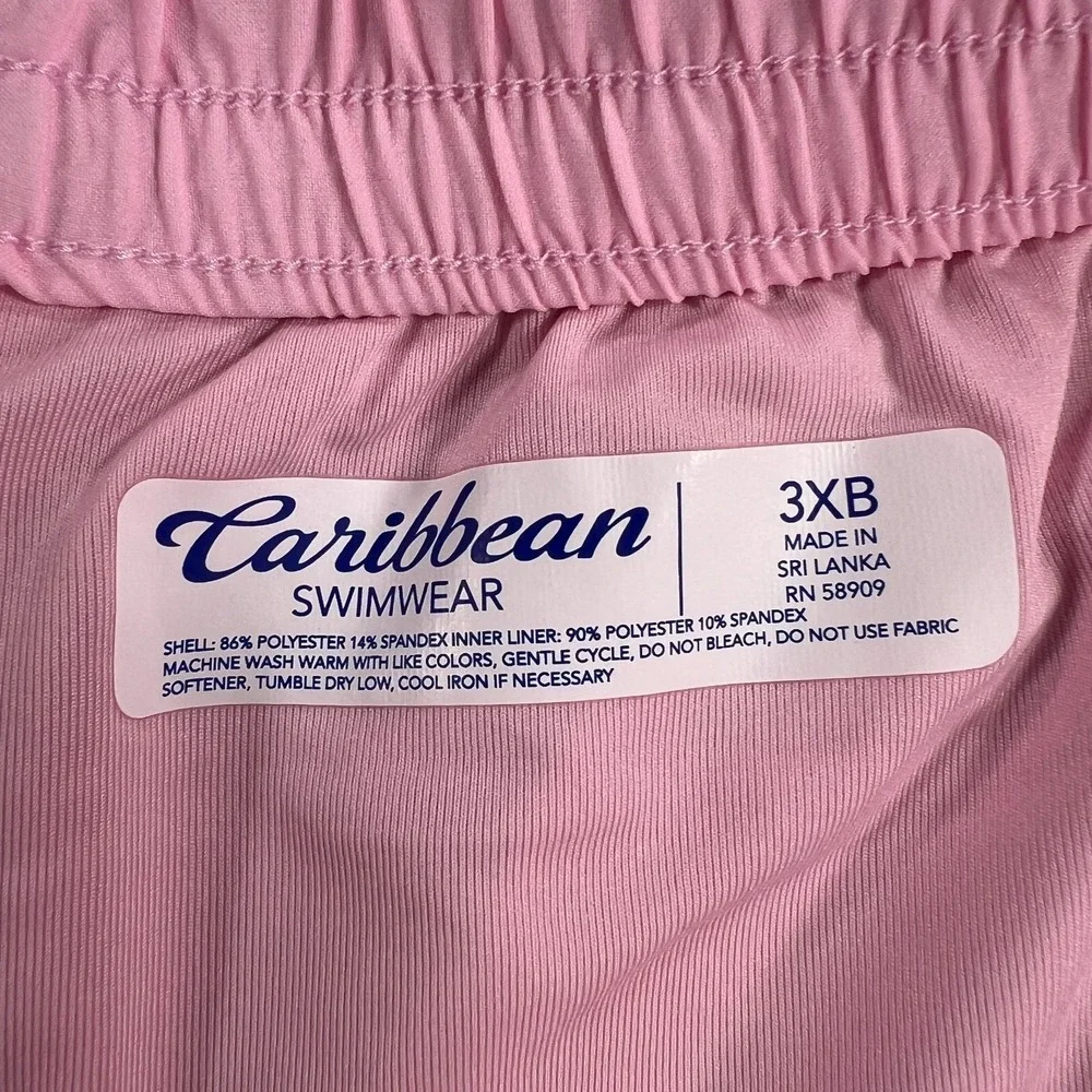 Caribbean Swim Shorts Mens 3XB Big Blue Pink Lined Ocean Beach Pool New